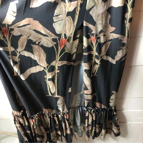 Eugenia Fernandez Tropical High Slit Floral Maxi Dress in Black Size Small - Picture 3 of 7